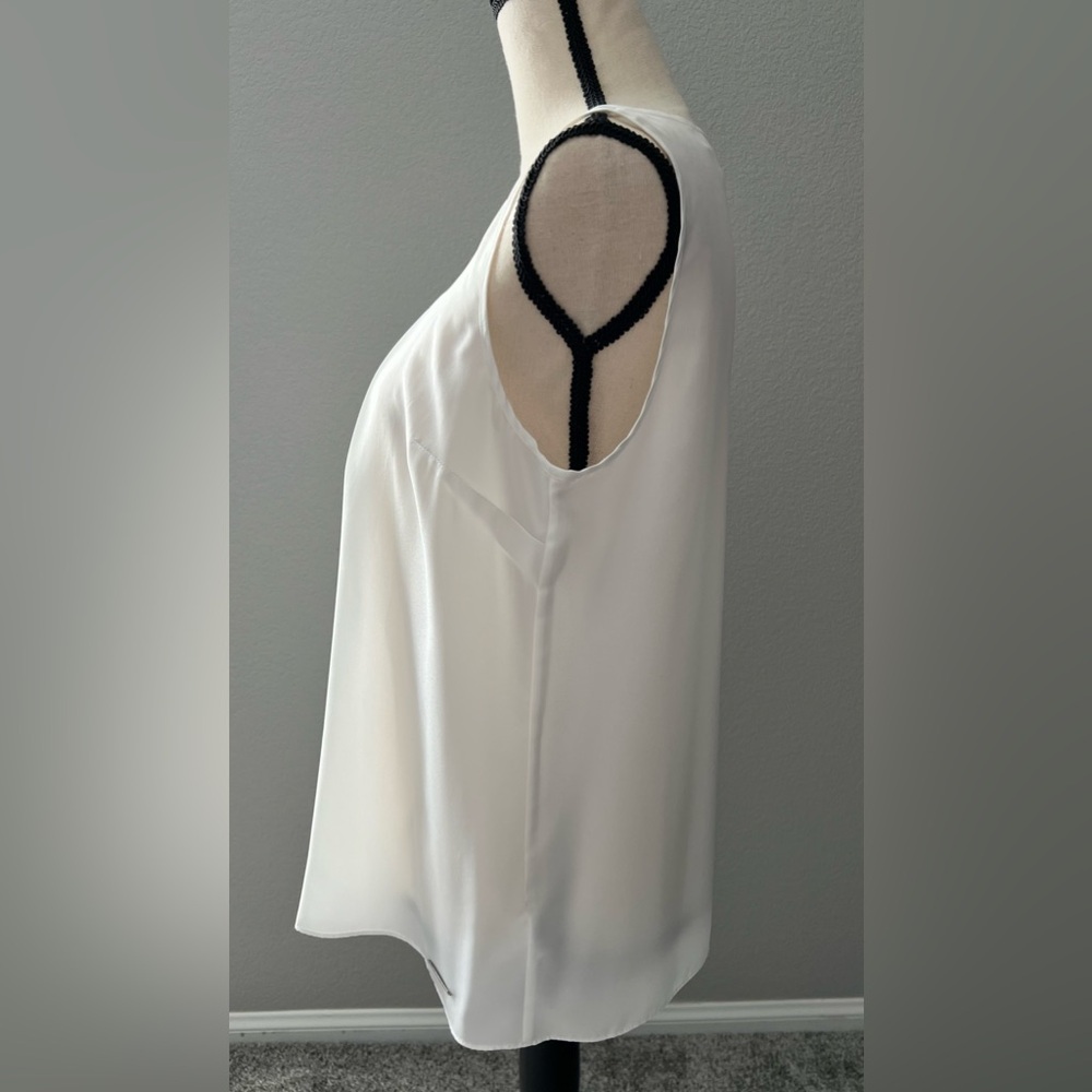 Michael Kors Sleeveless Ivory Pleated Front Blouse - Petite Medium -Work Office - Picture 5 of 12